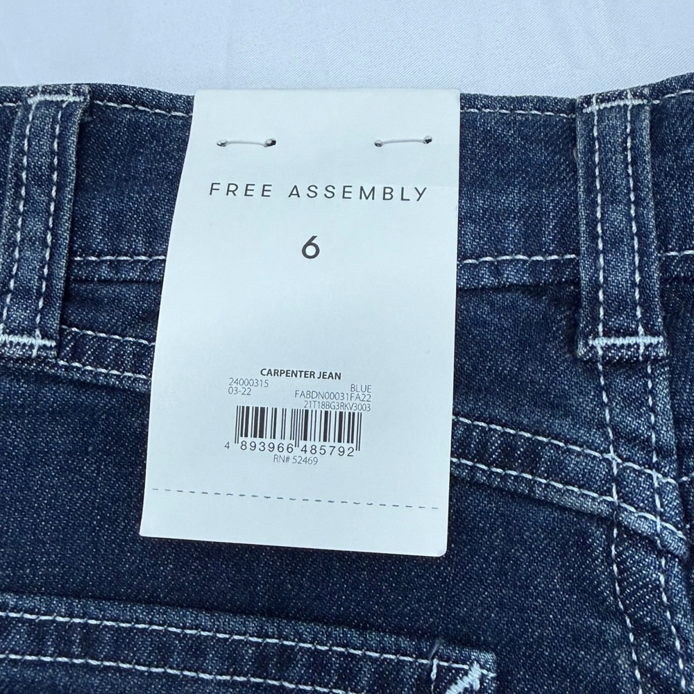 Free Assembly Kids Carpenter Jeans Dark Wash Blue Denim Size 6 FABDN00031FA22 - Picture 7 of 10